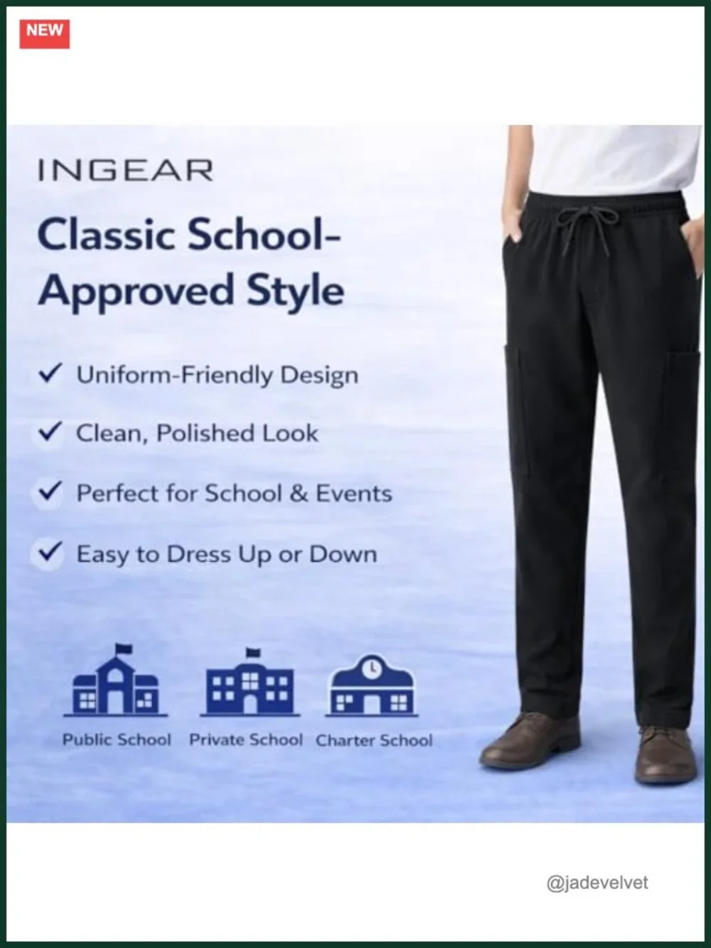Boys School Uniform Pants Soft Stretch Dress Pants Elastic Waist Adjustable